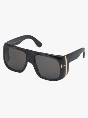Tom Ford Men’s Black Square Sunglasses with Gold Accent